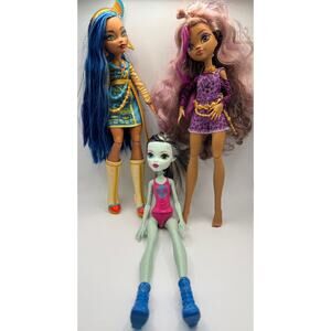 Monster High Dolls Clawdeen, Cleo De Nile, Frankie Stein